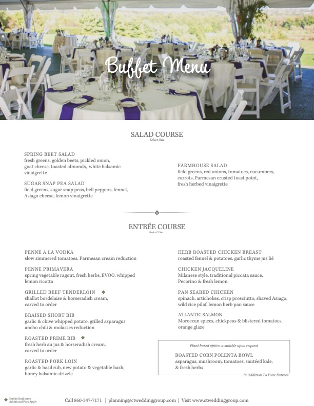 CT Wedding Menu image