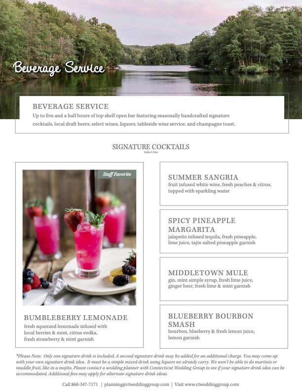 CT Wedding Menu image