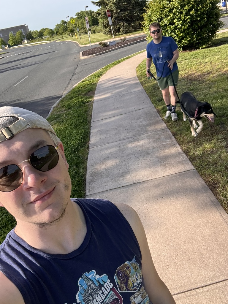 Lucas and Jacob together with a dog Lucas and Jacob together with a dog